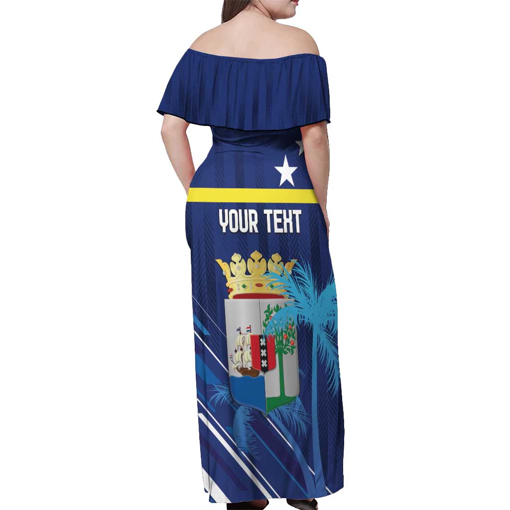 Personalized Curacao Flag Day Off Shoulder Maxi Dress Dia di Bandera