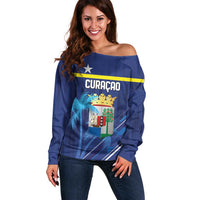 Personalized Curacao Flag Day Off Shoulder Sweater Dia di Bandera