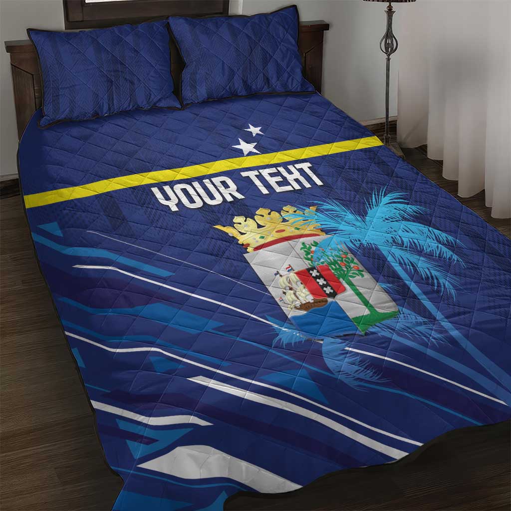 Personalized Curacao Flag Day Quilt Bed Set Dia di Bandera