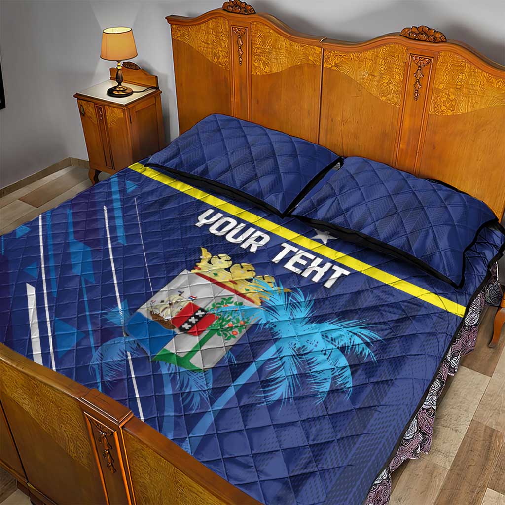 Personalized Curacao Flag Day Quilt Bed Set Dia di Bandera