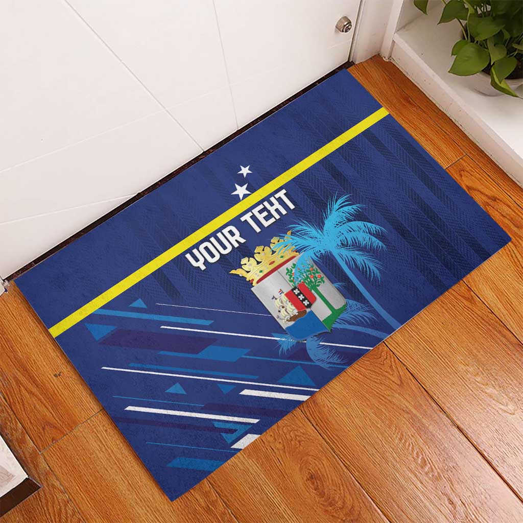 Personalized Curacao Flag Day Rubber Doormat Dia di Bandera