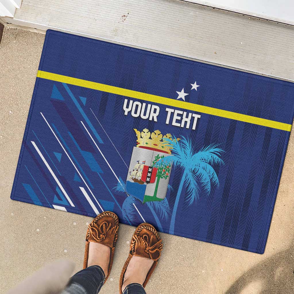 Personalized Curacao Flag Day Rubber Doormat Dia di Bandera