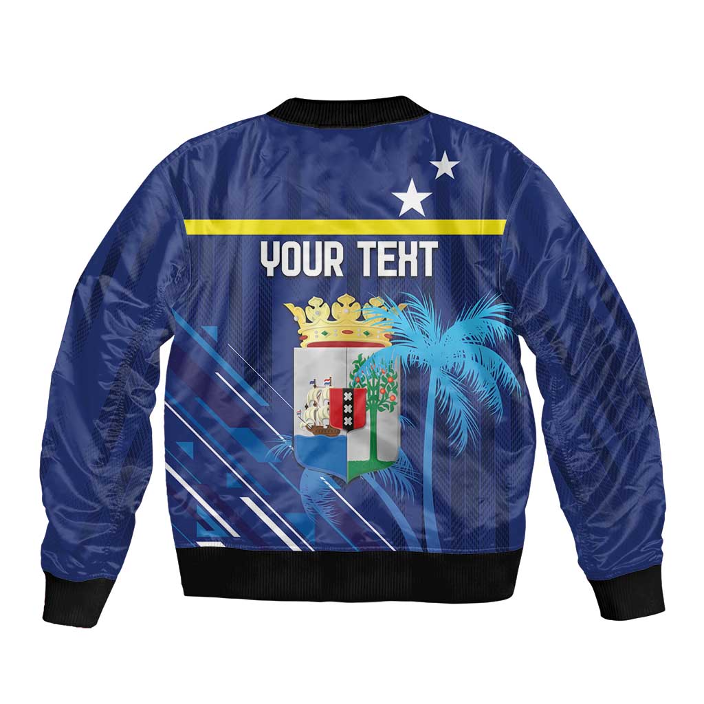 Personalized Curacao Flag Day Sleeve Zip Bomber Jacket Dia di Bandera
