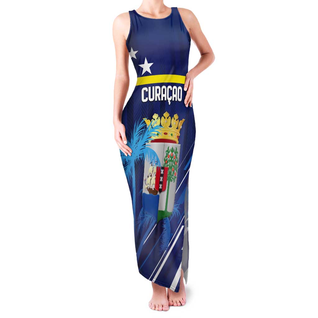Personalized Curacao Flag Day Tank Maxi Dress Dia di Bandera