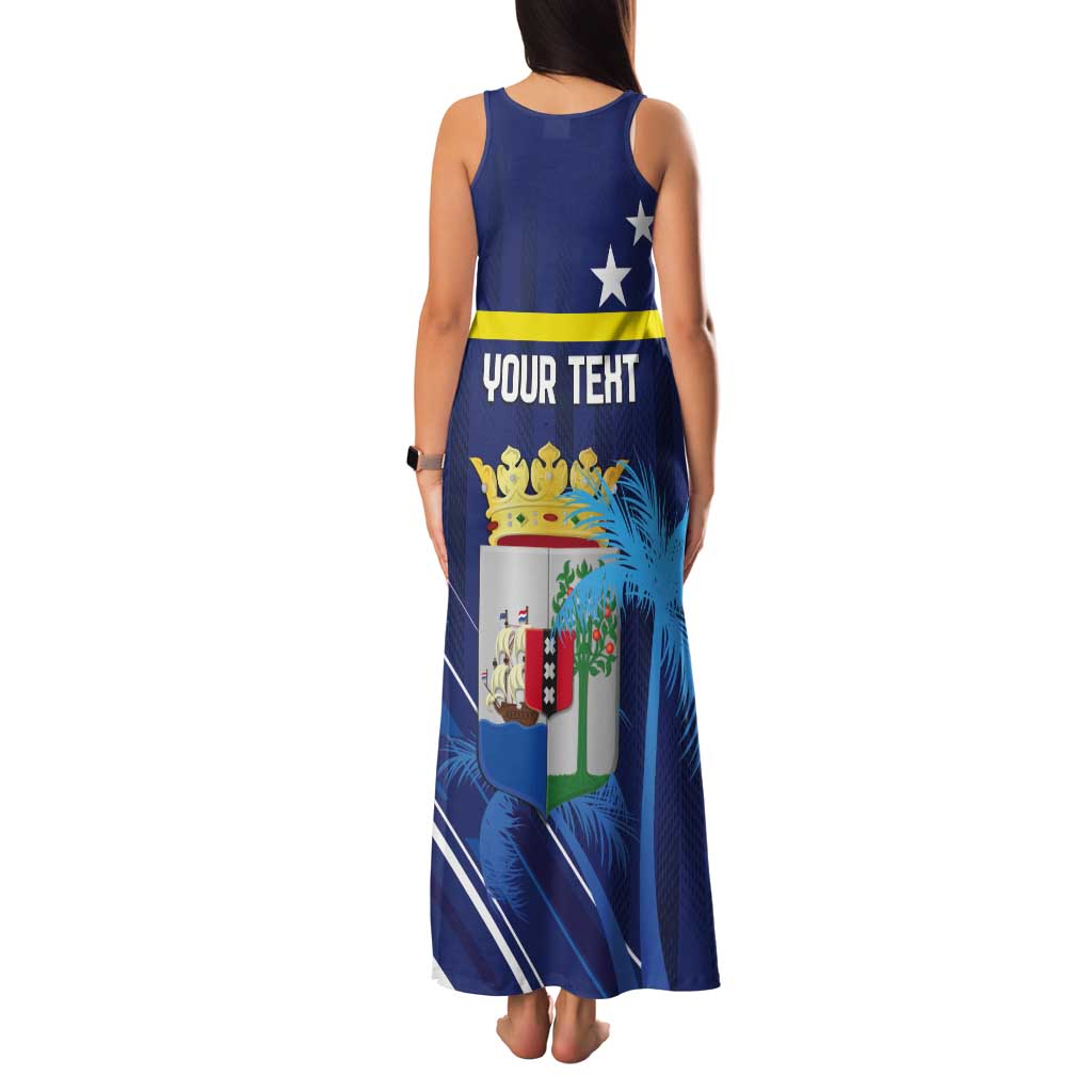 Personalized Curacao Flag Day Tank Maxi Dress Dia di Bandera