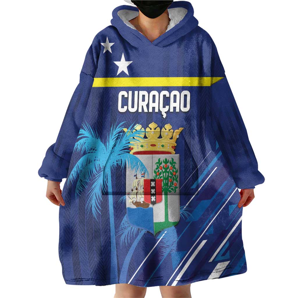 Personalized Curacao Flag Day Wearable Blanket Hoodie Dia di Bandera
