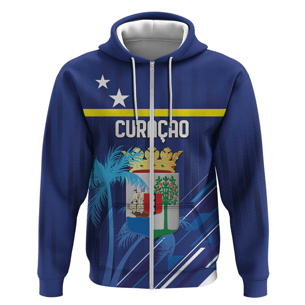 Personalized Curacao Flag Day Zip Hoodie Dia di Bandera