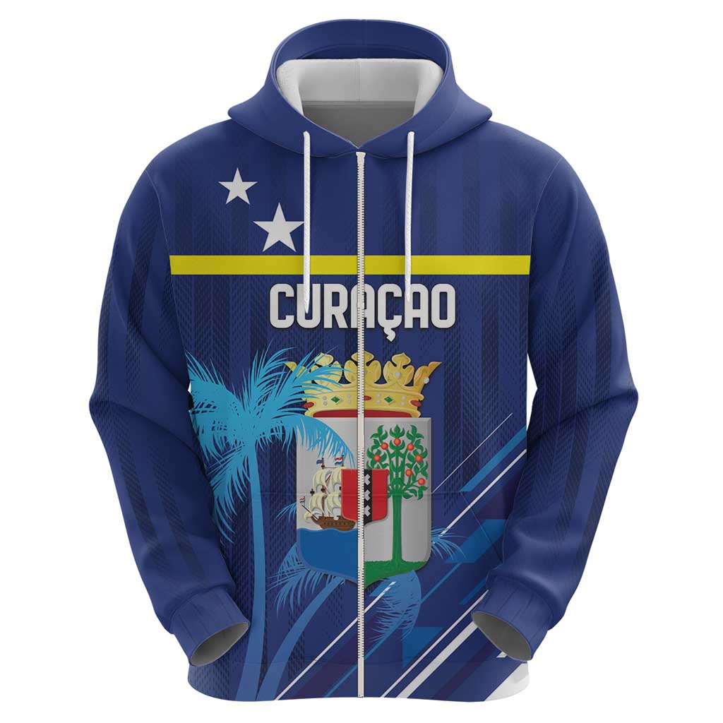 Personalized Curacao Flag Day Zip Hoodie Dia di Bandera
