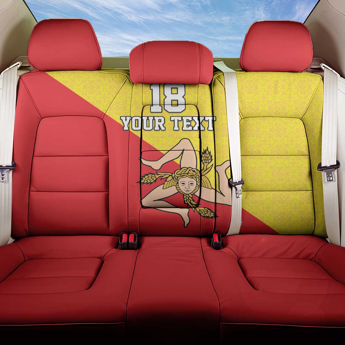 Custom Sicilia Football Back Car Seat Cover Naziunali Siciliana - Wonder Print Shop