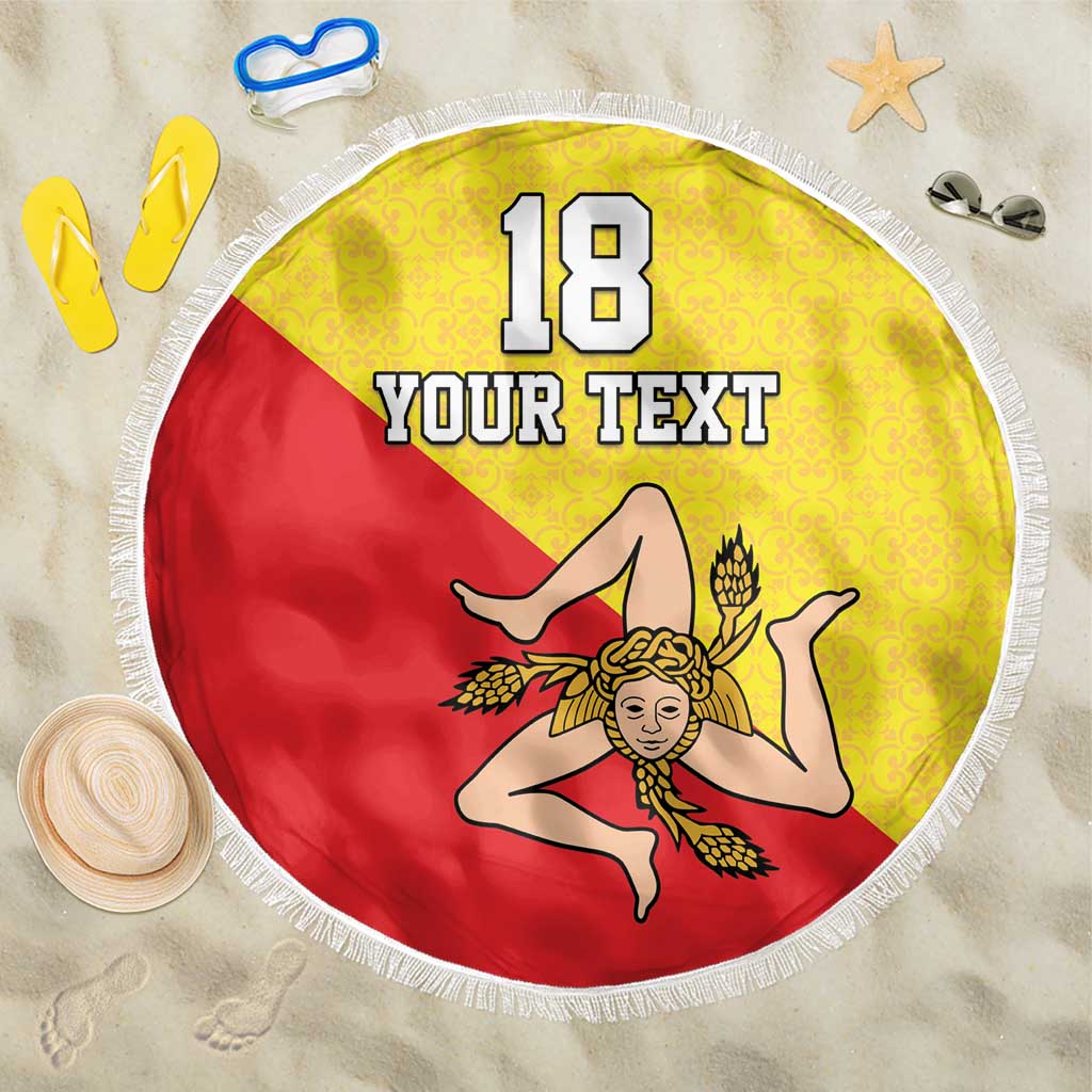 Custom Sicilia Football Beach Blanket Naziunali Siciliana - Wonder Print Shop