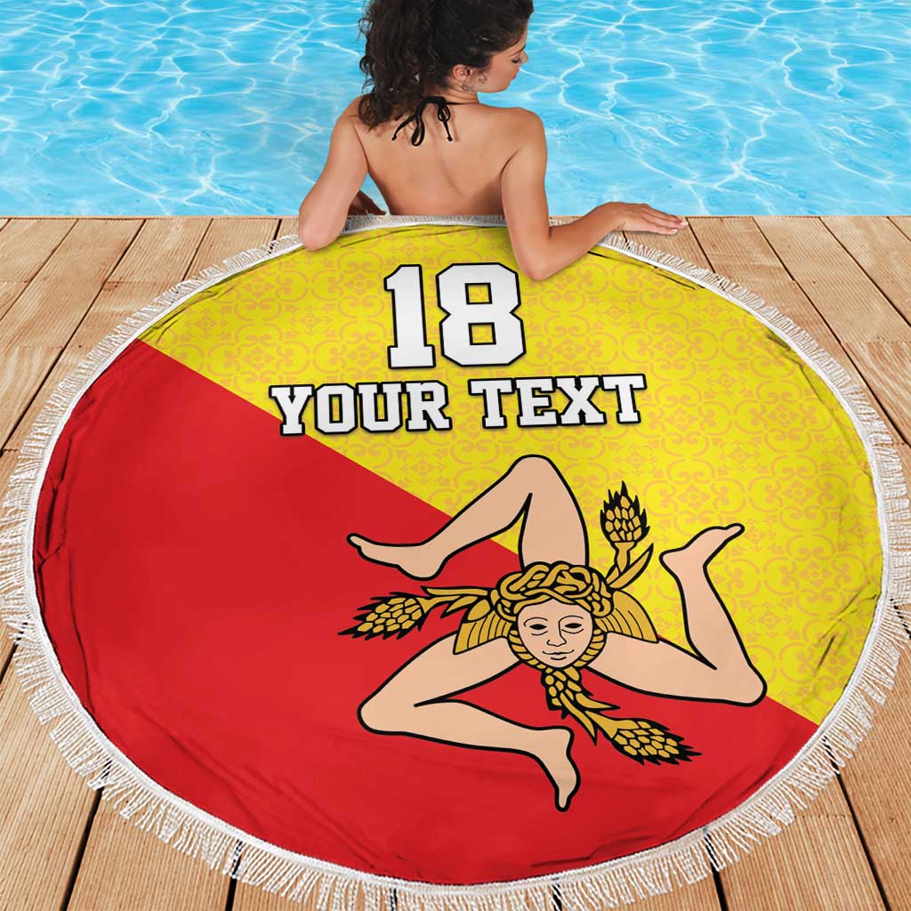 Custom Sicilia Football Beach Blanket Naziunali Siciliana - Wonder Print Shop