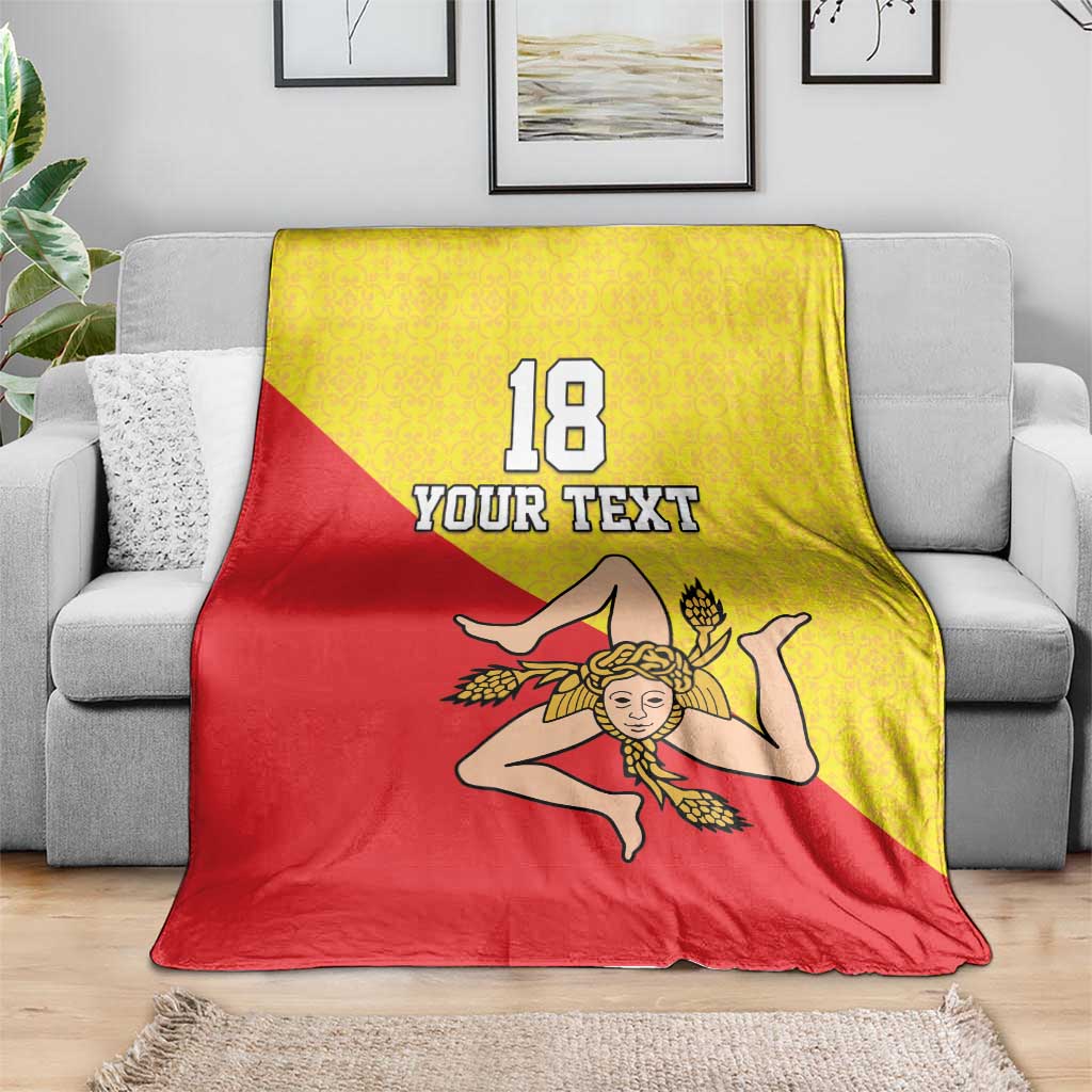 Custom Sicilia Football Blanket Naziunali Siciliana - Wonder Print Shop