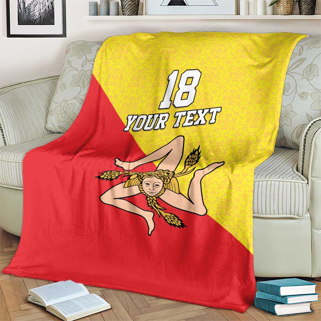 Custom Sicilia Football Blanket Naziunali Siciliana - Wonder Print Shop