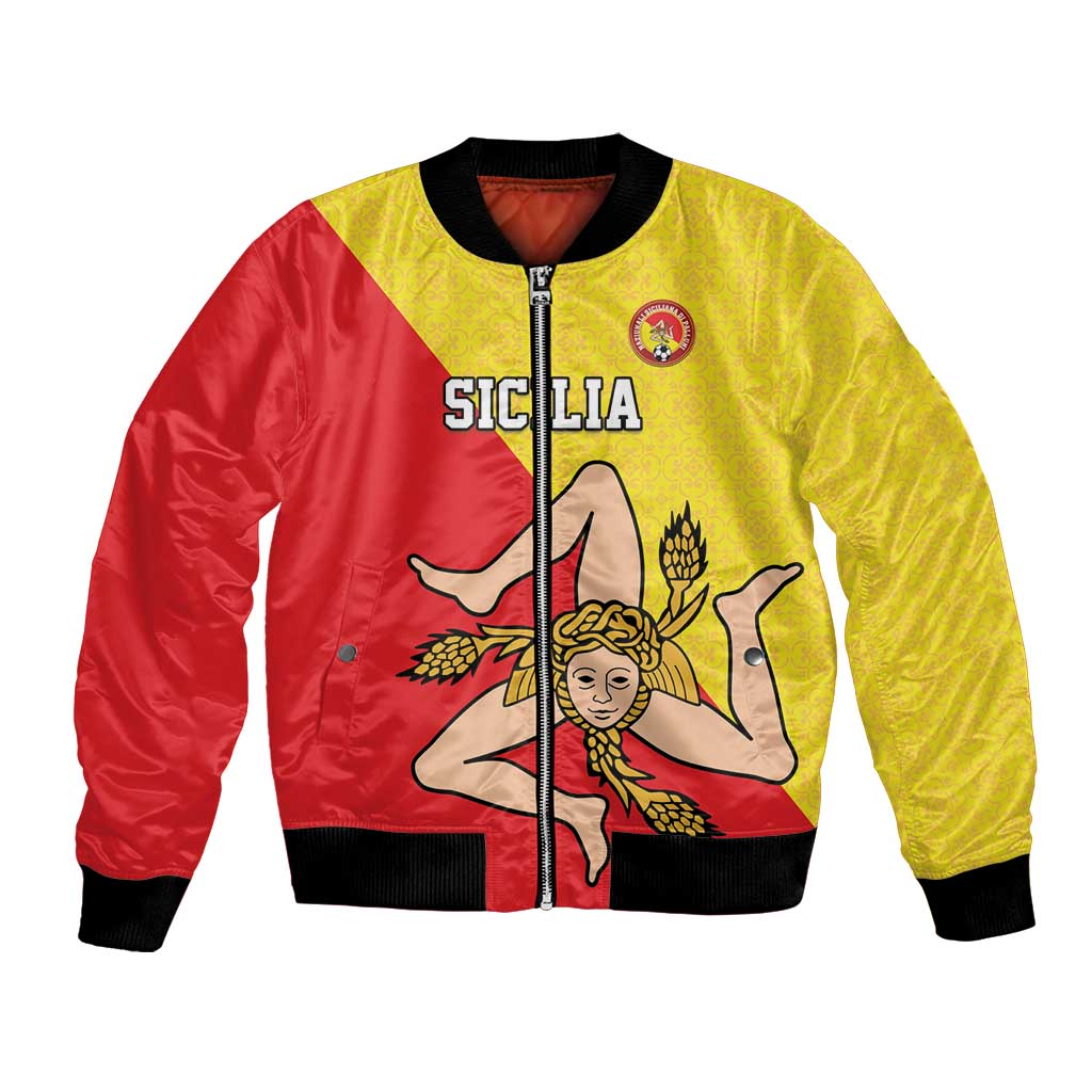 Custom Sicilia Football Bomber Jacket Naziunali Siciliana - Wonder Print Shop