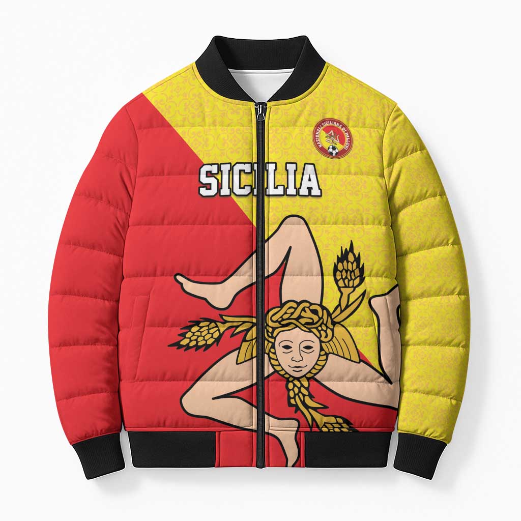 Custom Sicilia Football Bomber Puffer Jacket Naziunali Siciliana - Wonder Print Shop