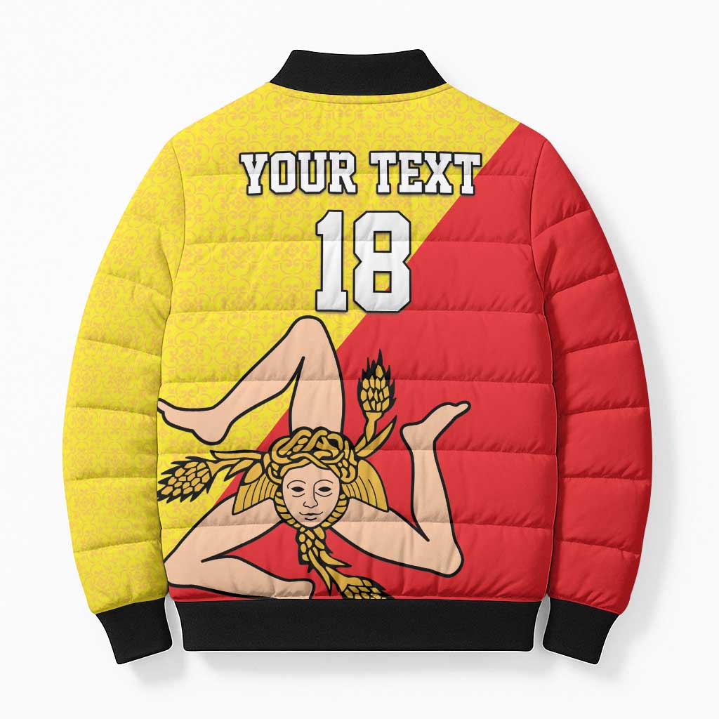 Custom Sicilia Football Bomber Puffer Jacket Naziunali Siciliana - Wonder Print Shop