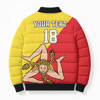 Custom Sicilia Football Bomber Puffer Jacket Naziunali Siciliana - Wonder Print Shop