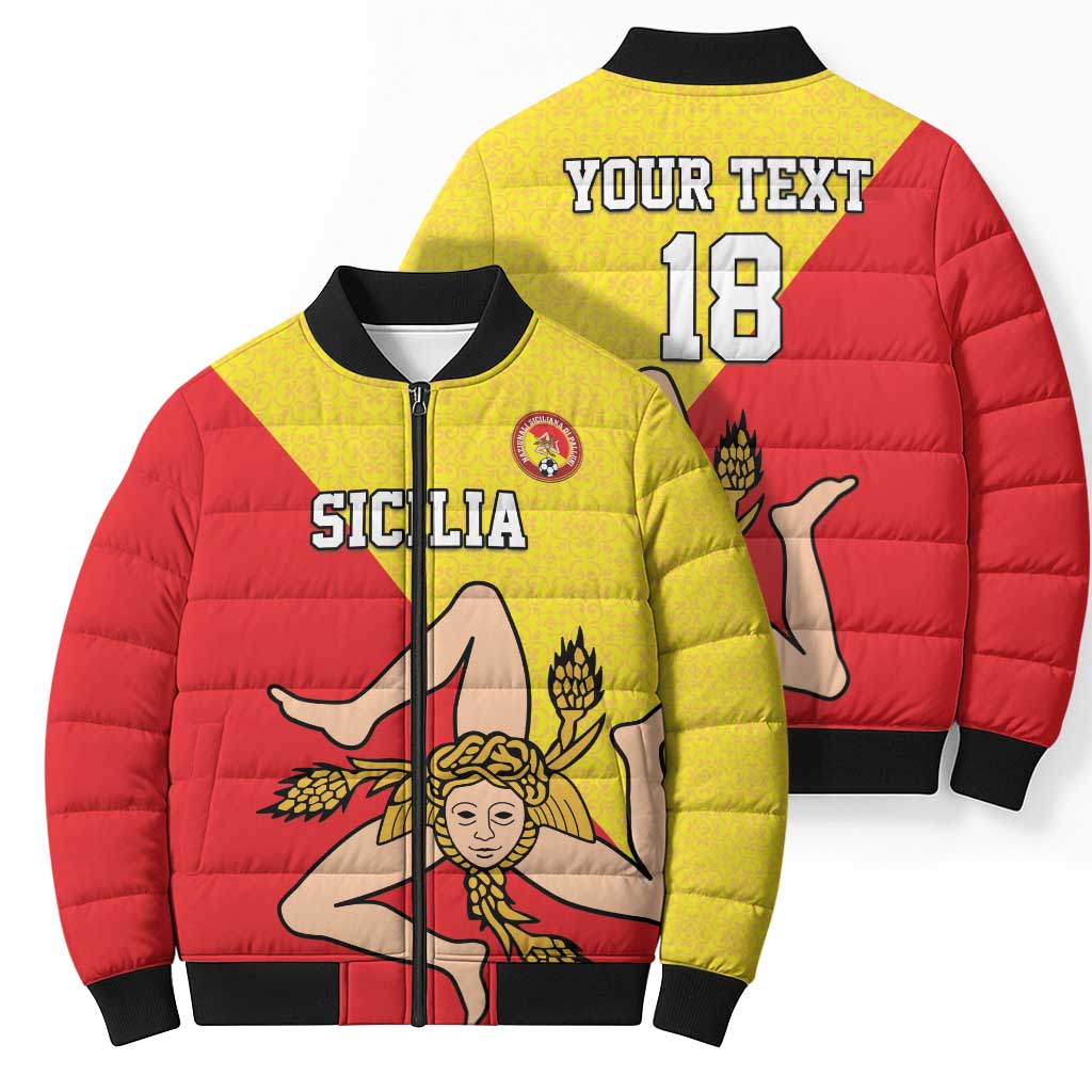 Custom Sicilia Football Bomber Puffer Jacket Naziunali Siciliana - Wonder Print Shop