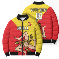 Custom Sicilia Football Bomber Puffer Jacket Naziunali Siciliana - Wonder Print Shop