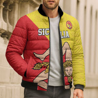 Custom Sicilia Football Bomber Puffer Jacket Naziunali Siciliana - Wonder Print Shop
