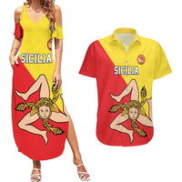 Custom Sicilia Football Couples Matching Summer Maxi Dress and Hawaiian Shirt Naziunali Siciliana - Wonder Print Shop