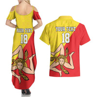 Custom Sicilia Football Couples Matching Summer Maxi Dress and Hawaiian Shirt Naziunali Siciliana - Wonder Print Shop