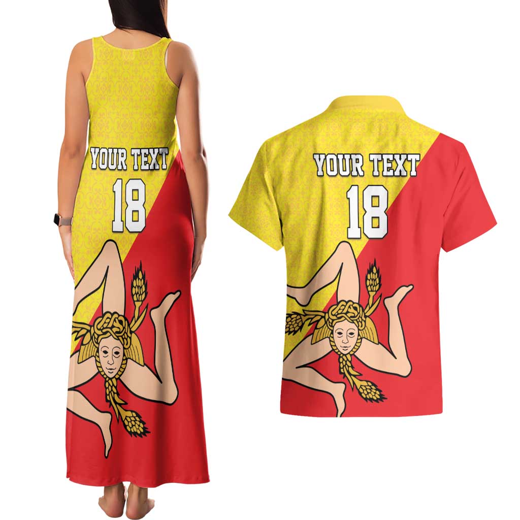 Custom Sicilia Football Couples Matching Tank Maxi Dress and Hawaiian Shirt Naziunali Siciliana - Wonder Print Shop