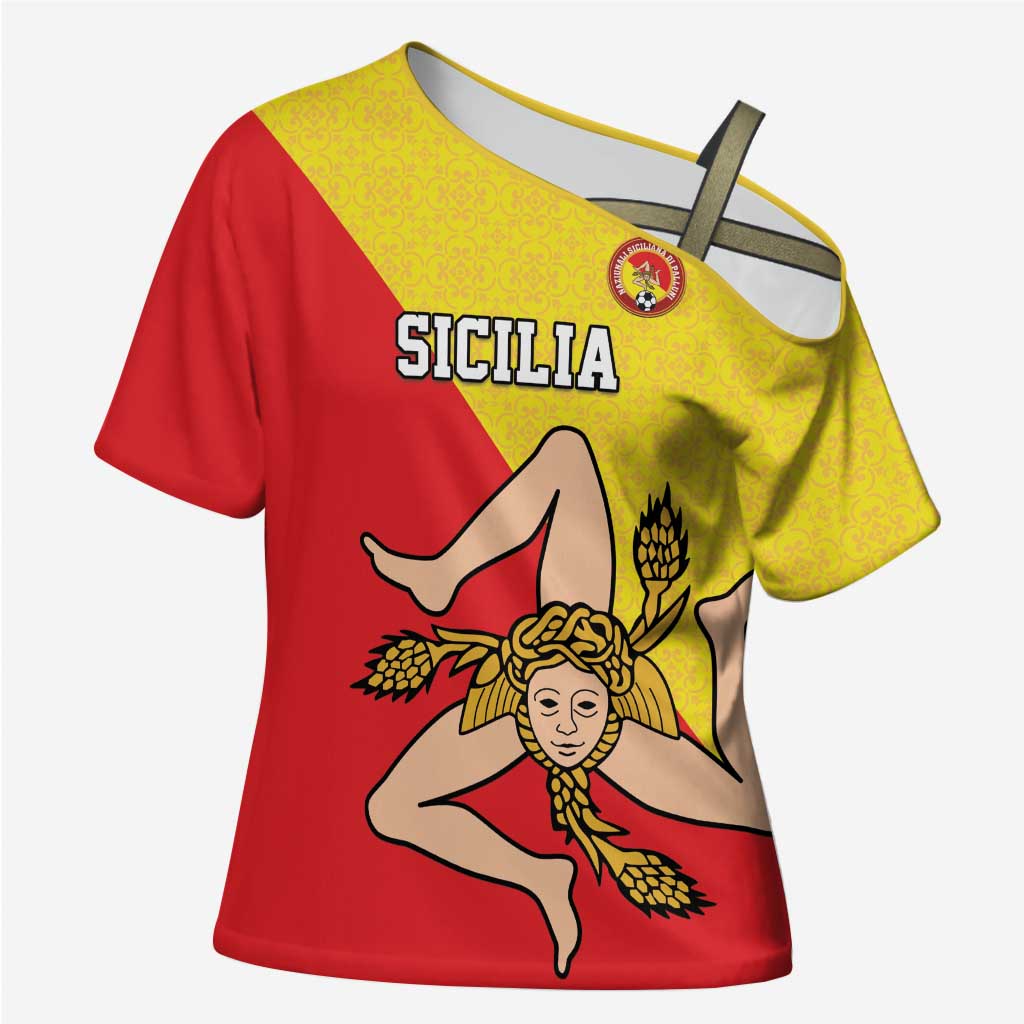 Custom Sicilia Football Cross Shoulder Shirt Naziunali Siciliana - Wonder Print Shop