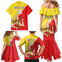 Custom Sicilia Football Family Matching Mermaid Dress and Hawaiian Shirt Naziunali Siciliana - Wonder Print Shop