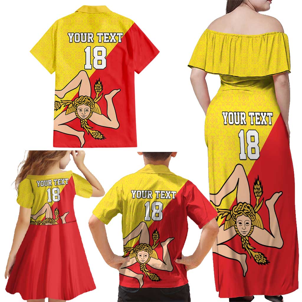 Custom Sicilia Football Family Matching Off Shoulder Maxi Dress and Hawaiian Shirt Naziunali Siciliana - Wonder Print Shop