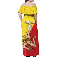 Custom Sicilia Football Family Matching Off Shoulder Maxi Dress and Hawaiian Shirt Naziunali Siciliana - Wonder Print Shop