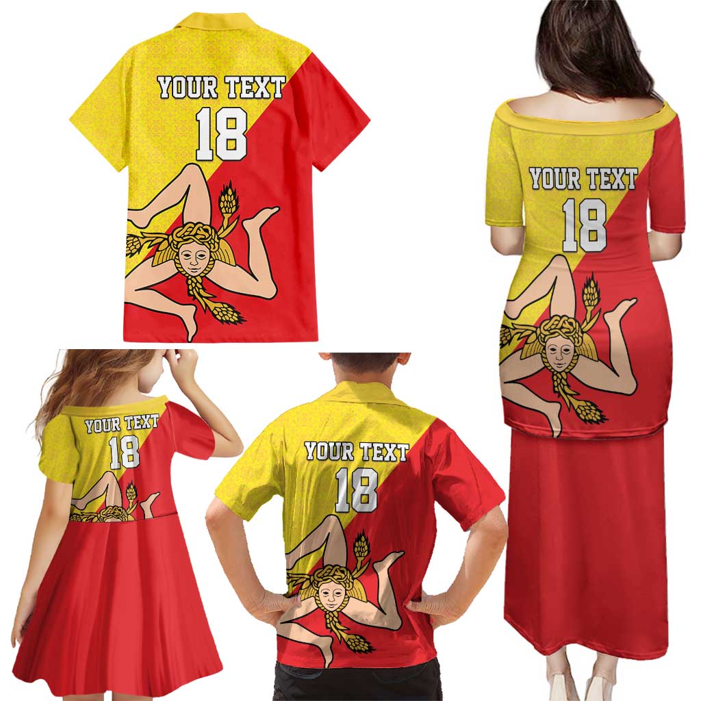 Custom Sicilia Football Family Matching Puletasi and Hawaiian Shirt Naziunali Siciliana - Wonder Print Shop