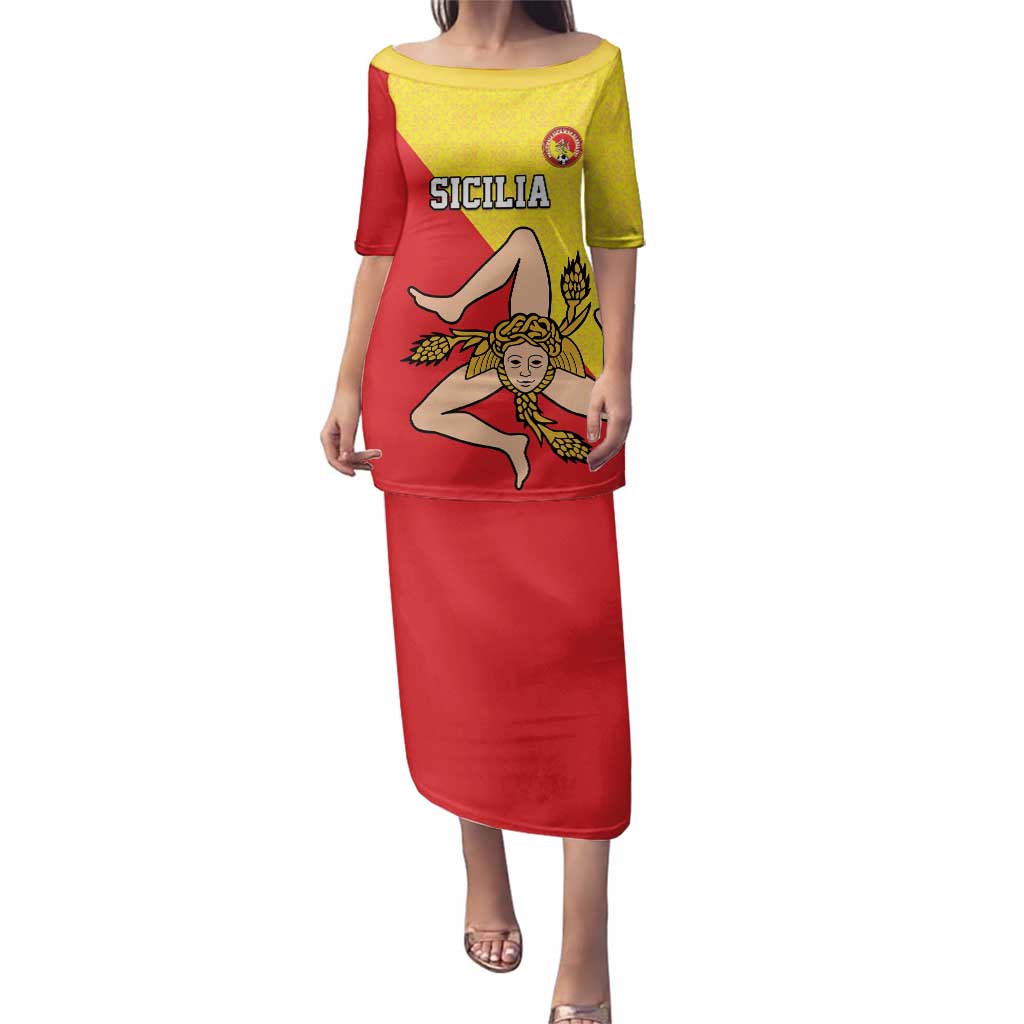 Custom Sicilia Football Family Matching Puletasi and Hawaiian Shirt Naziunali Siciliana - Wonder Print Shop