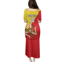 Custom Sicilia Football Family Matching Puletasi and Hawaiian Shirt Naziunali Siciliana - Wonder Print Shop