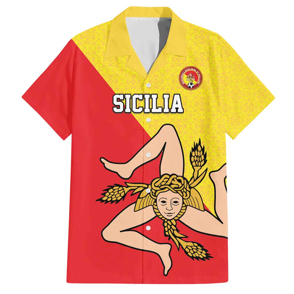 Custom Sicilia Football Family Matching Short Sleeve Bodycon Dress and Hawaiian Shirt Naziunali Siciliana - Wonder Print Shop