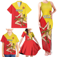 Custom Sicilia Football Family Matching Tank Maxi Dress and Hawaiian Shirt Naziunali Siciliana - Wonder Print Shop