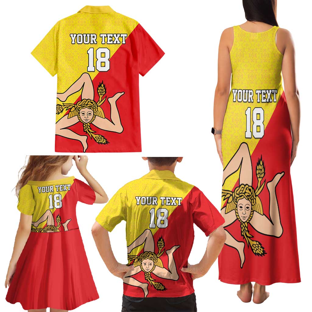 Custom Sicilia Football Family Matching Tank Maxi Dress and Hawaiian Shirt Naziunali Siciliana - Wonder Print Shop