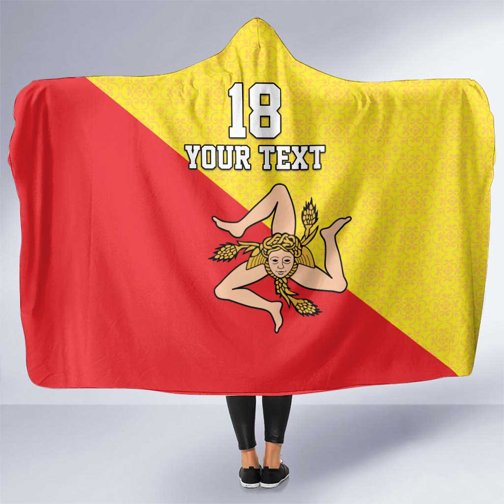 Custom Sicilia Football Hooded Blanket Naziunali Siciliana - Wonder Print Shop