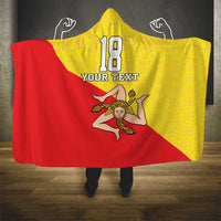 Custom Sicilia Football Hooded Blanket Naziunali Siciliana - Wonder Print Shop