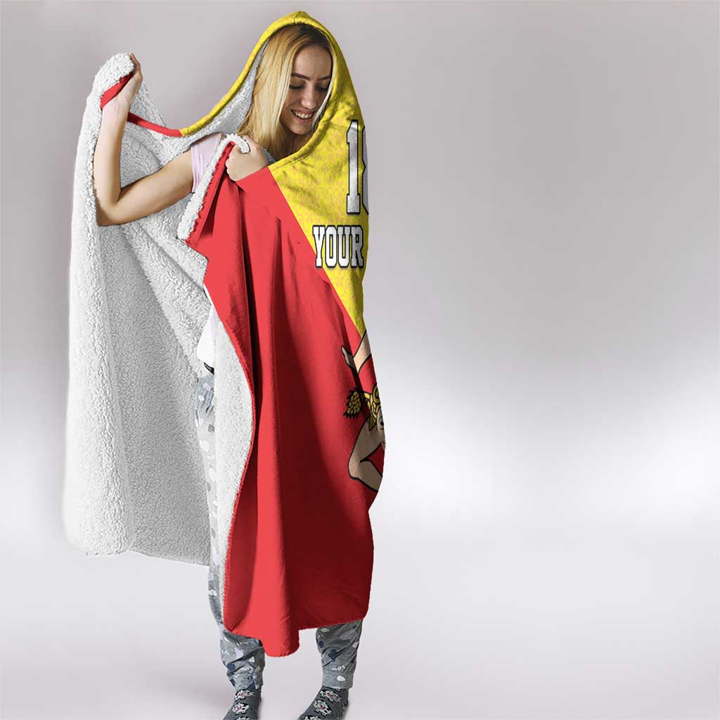 Custom Sicilia Football Hooded Blanket Naziunali Siciliana - Wonder Print Shop