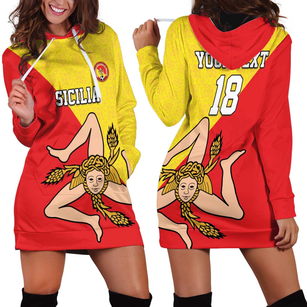 Custom Sicilia Football Hoodie Dress Naziunali Siciliana - Wonder Print Shop