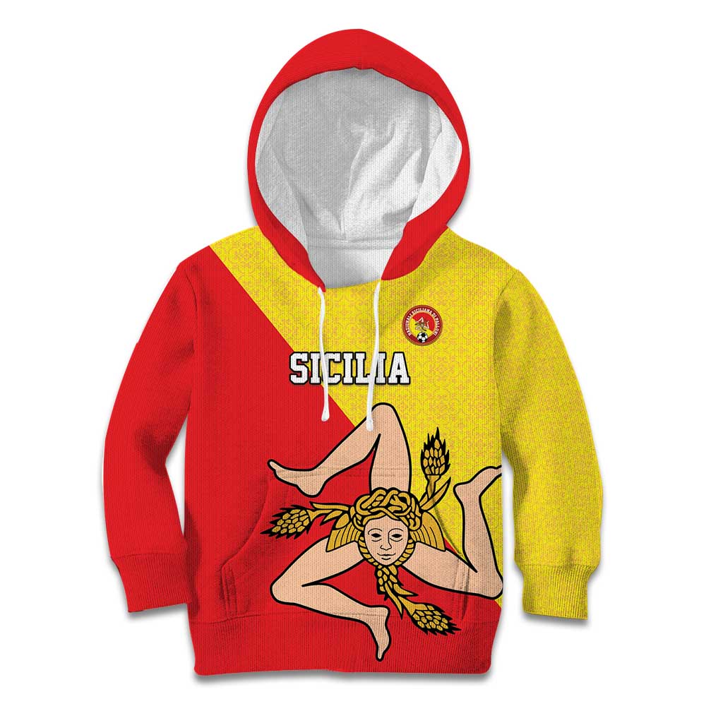 Custom Sicilia Football Kid Hoodie Naziunali Siciliana - Wonder Print Shop