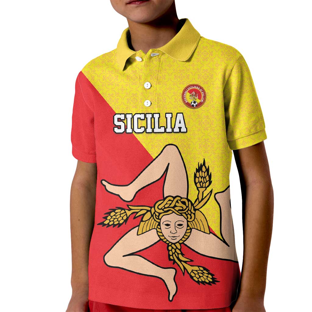Custom Sicilia Football Kid Polo Shirt Naziunali Siciliana - Wonder Print Shop