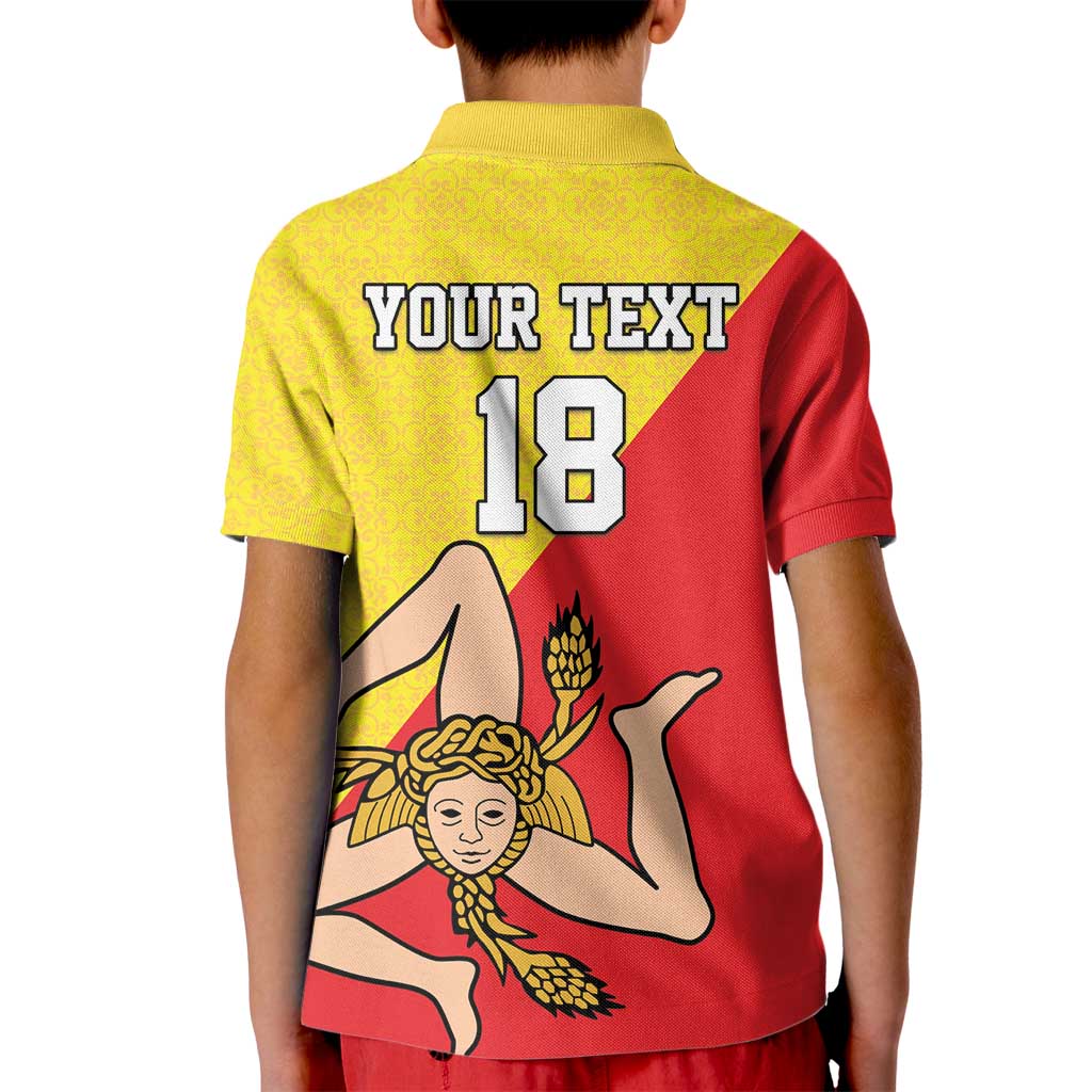 Custom Sicilia Football Kid Polo Shirt Naziunali Siciliana - Wonder Print Shop