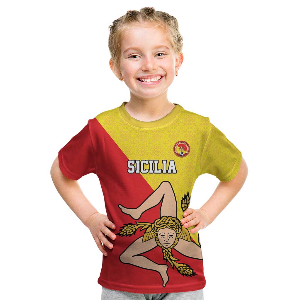 Custom Sicilia Football Kid T Shirt Naziunali Siciliana - Wonder Print Shop