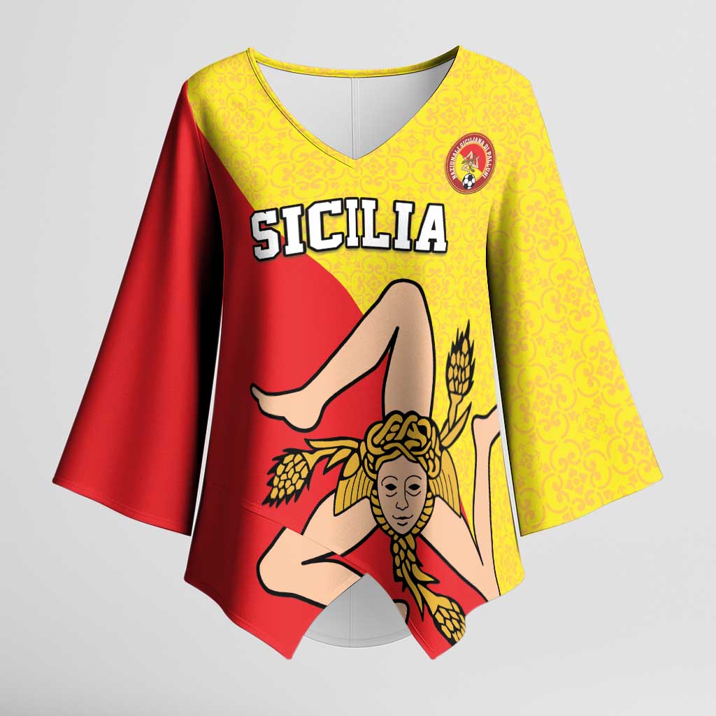 Custom Sicilia Football Kimono Sleeve Blouse Naziunali Siciliana - Wonder Print Shop