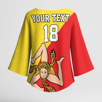 Custom Sicilia Football Kimono Sleeve Blouse Naziunali Siciliana - Wonder Print Shop