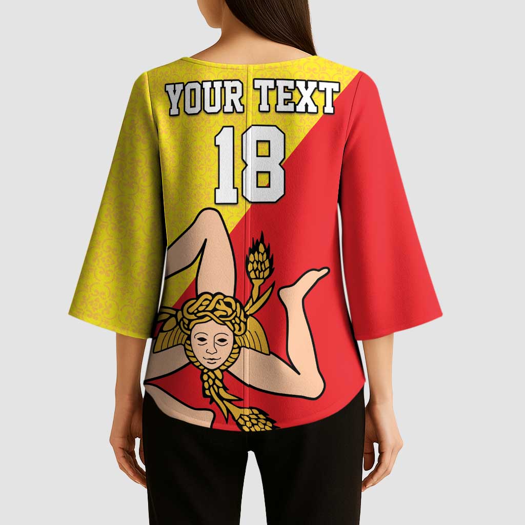 Custom Sicilia Football Kimono Sleeve Blouse Naziunali Siciliana - Wonder Print Shop
