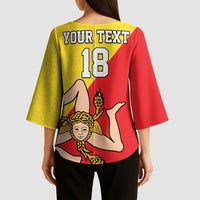 Custom Sicilia Football Kimono Sleeve Blouse Naziunali Siciliana - Wonder Print Shop