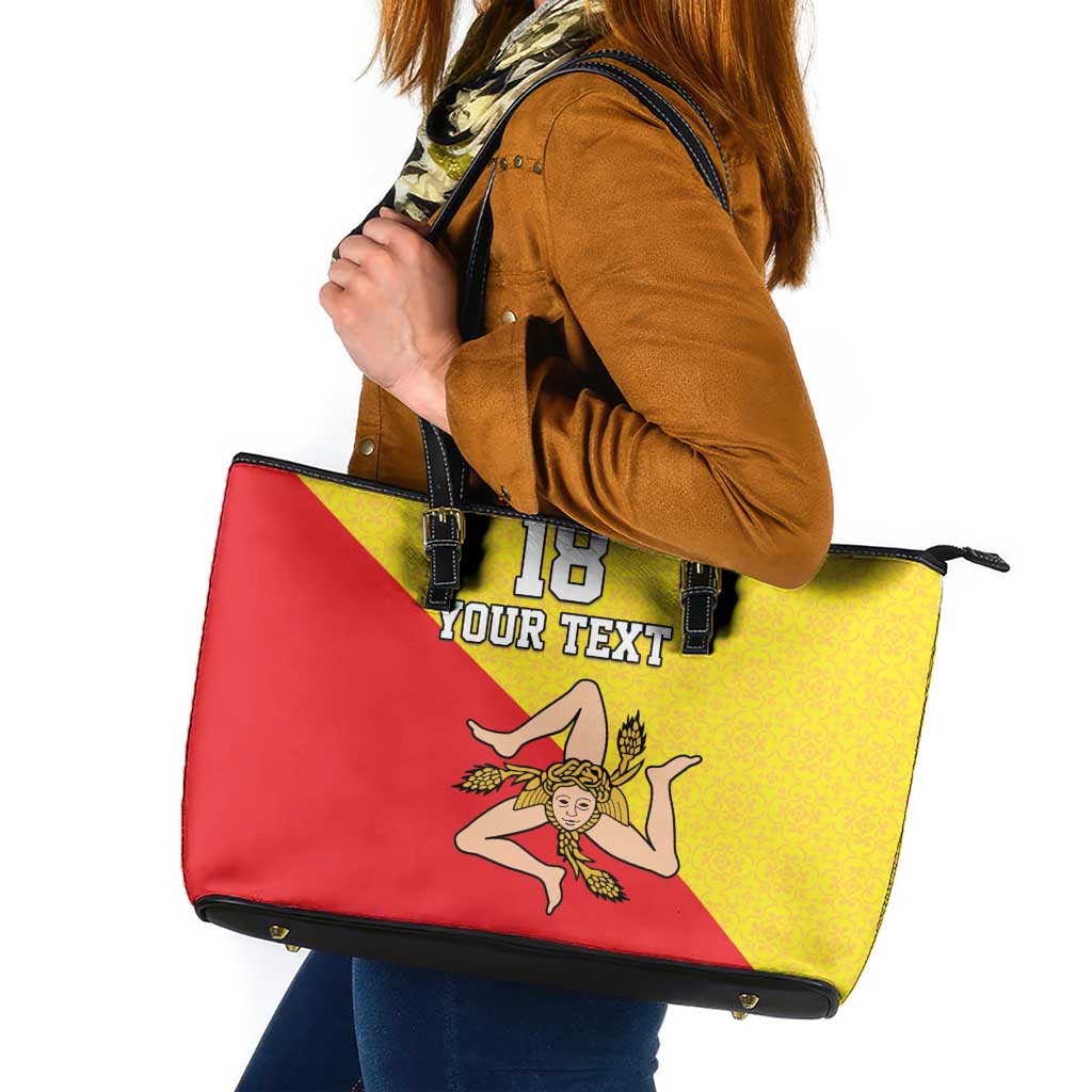 Custom Sicilia Football Leather Tote Bag Naziunali Siciliana - Wonder Print Shop